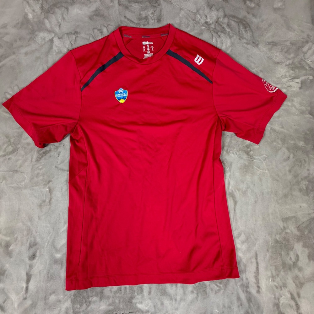 Wilson Mens Red Western & Southern Open Cincinnati Tennis Performance Shirt M